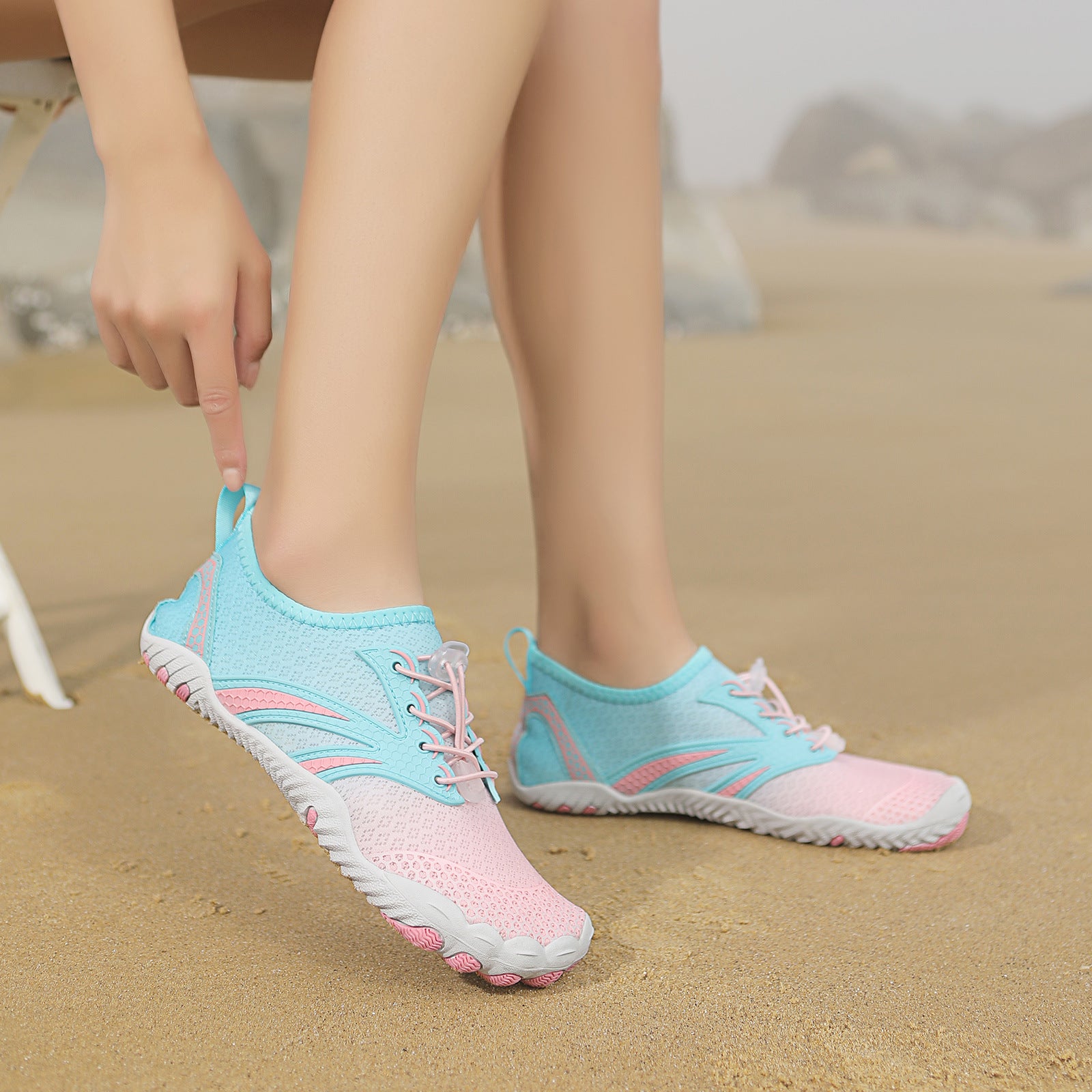 Sky blue and pink barefoot shoes unisex
