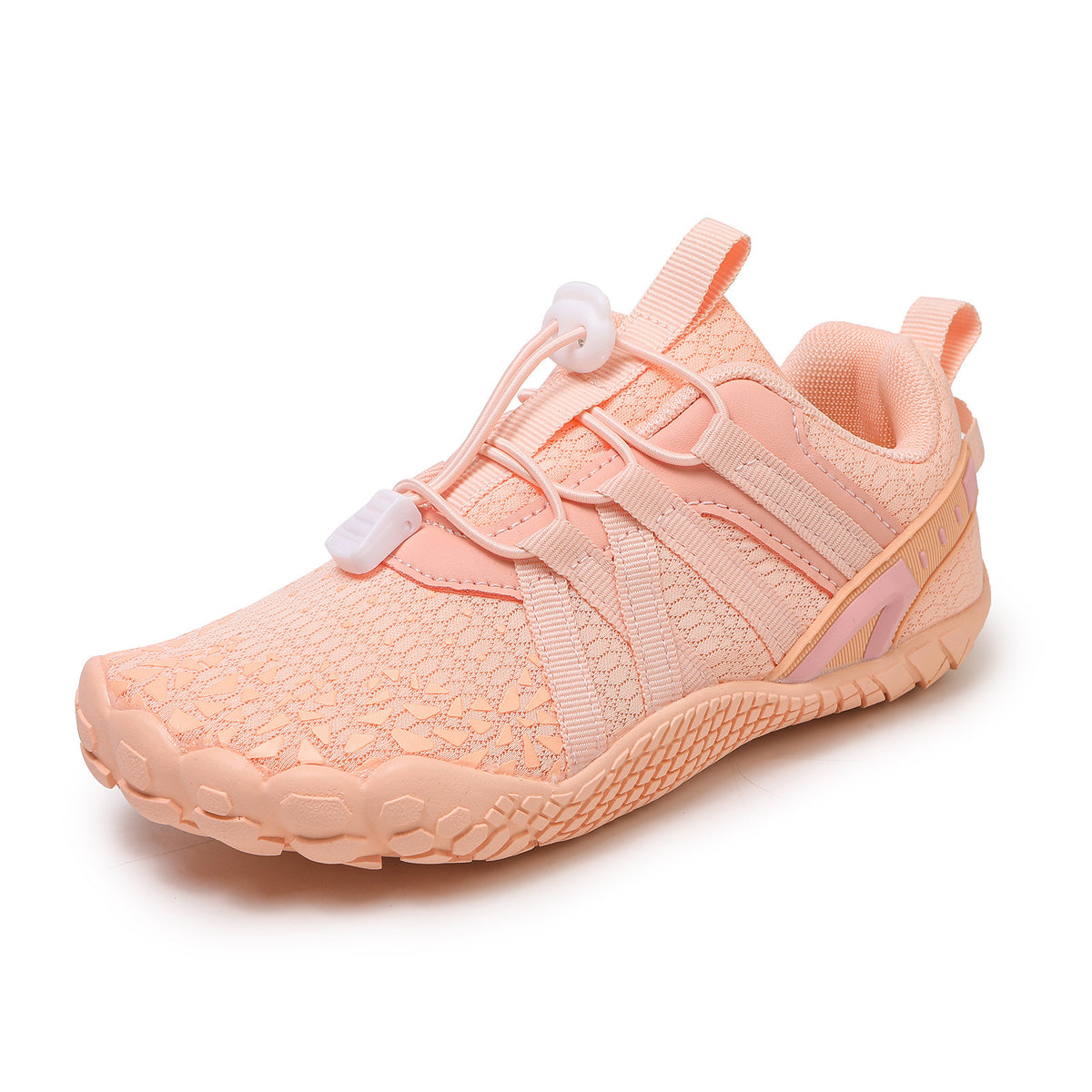 Orange childen barefoot shoes with orange laces and sole, wide toe for natural movement and foot pain.