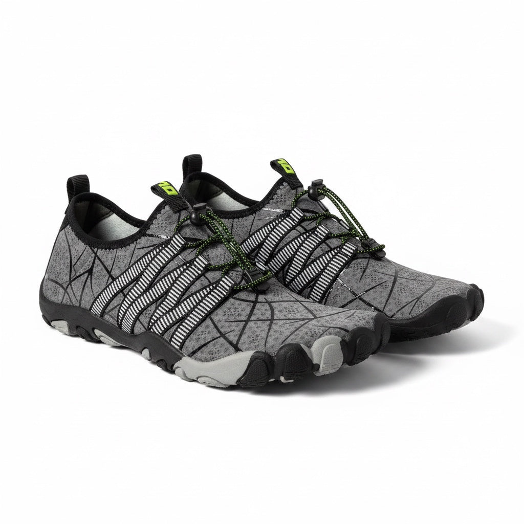 Grey Trail Flex barefoot shoes wide toe for comforts, for all fitness. Waterproof
