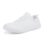 Mens White Barefoot shoes with white laces and rubber sole. wide toe for natural movement 
