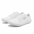 White mens barefoot shoes with white sole and laces. light and comfortable perfect for everyday leisure.