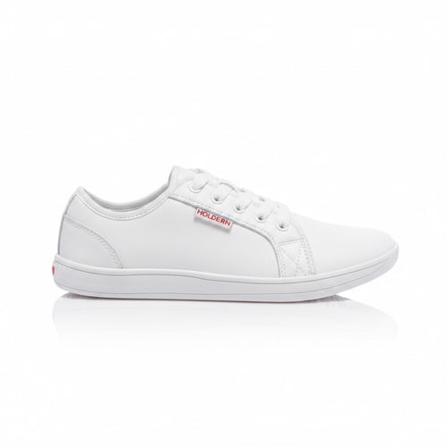 White Core Barefoot Shoes shown from the side, highlighting the lightweight build and flexible sole.