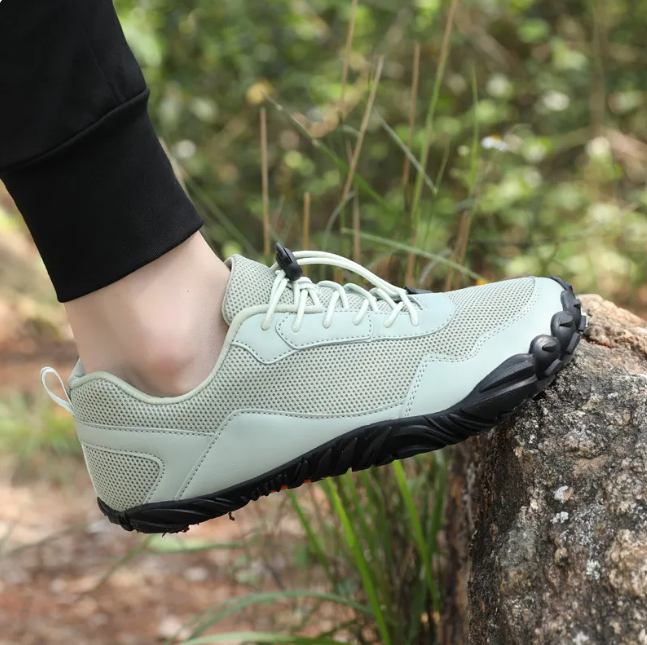 Barefoot mens Velocity barefoot shoes with black sole, wide toe for natural movement. 