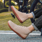 Beige barefoot high top boots, great for casual wear high in quality wide toe for natural movement.