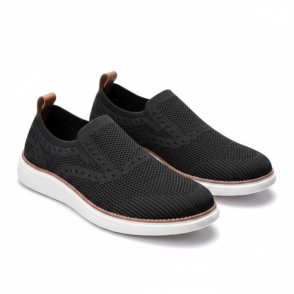 Black loafers Slip On Shoes with white rubber sole, made for premium quality and everyday use