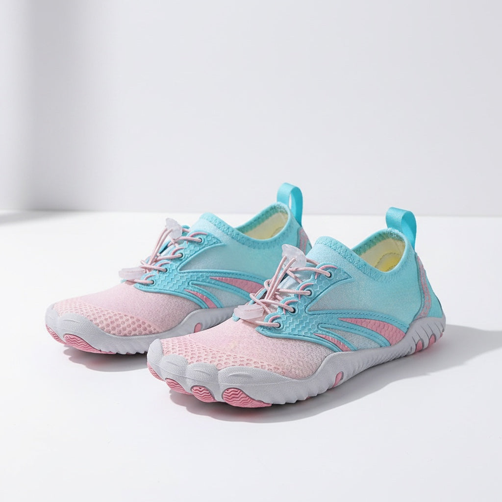 Barefoot unisex fitness shoes worn for foot comfort and natural movement.